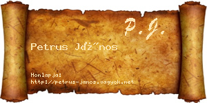 Petrus János névjegykártya